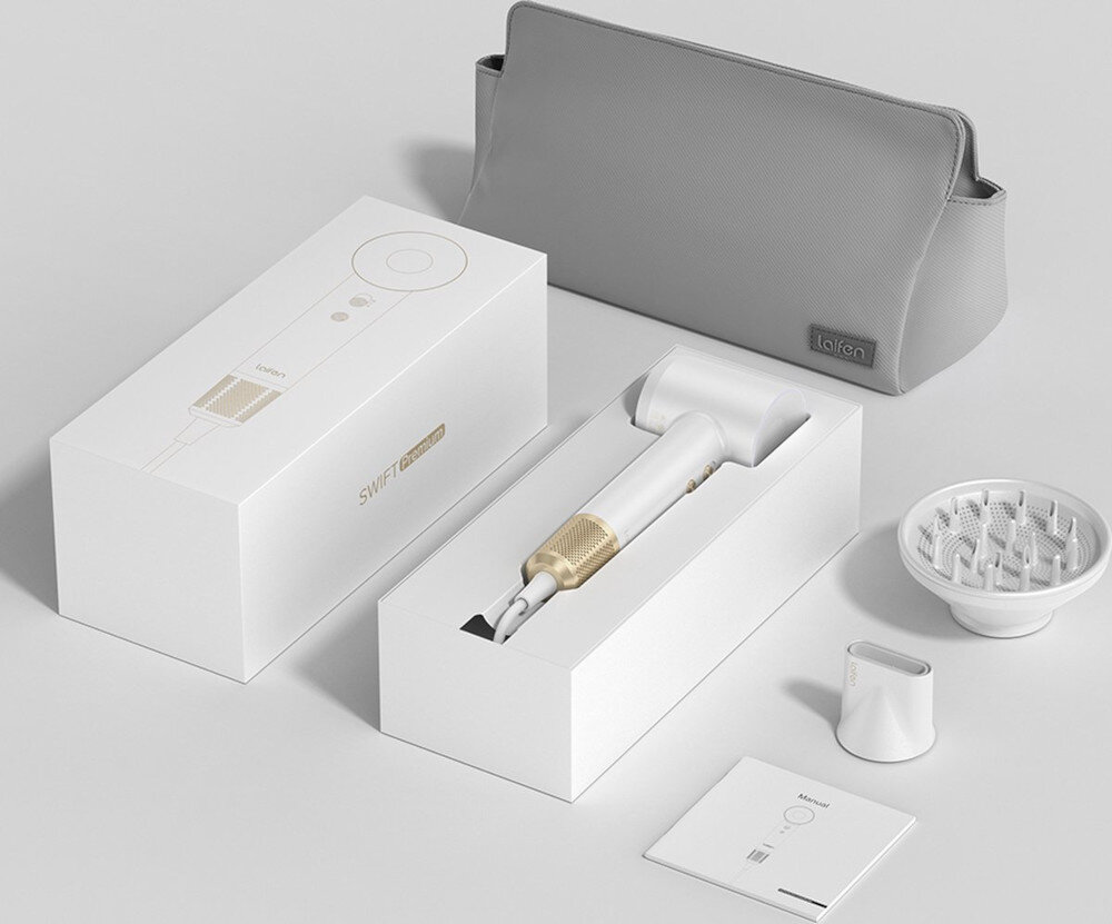 Suszarka LAIFEN Swift Premium Biało-złoty 1400W wygląd design prezentacja wizualizacja pielęgnacja bez kompromisów
