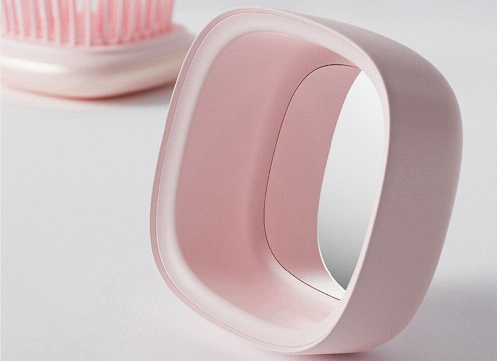 Szczotka do włosów LAIFEN Air Hairbrush Różowy Dodatkowe lusterko Wbudowane lusterko  praktyczny detal Daje poczucie pewności