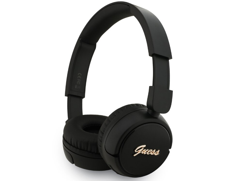 Słuchawki GUESS Metal Logo Script czarne bezprzewodowe Bluetooth 5.3 eleganckie nauszne