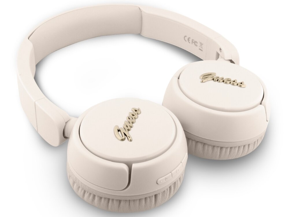 Słuchawki GUESS Metal Logo Script Bluetooth 5.3 IPX4 USB-C długi czas pracy wodoodporne