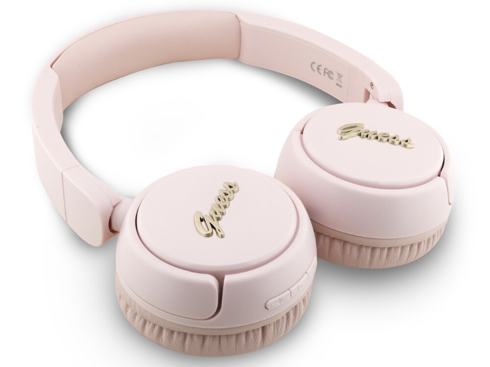 Słuchawki GUESS Metal Logo Script Bluetooth 5.3 IPX4 USB-C długi czas pracy wodoodporne