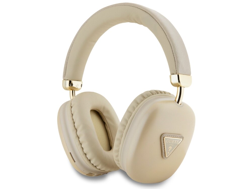 Słuchawki GUESS Metallic Triangle Logo Bluetooth 5.3 złote eleganckie minimalistyczne design