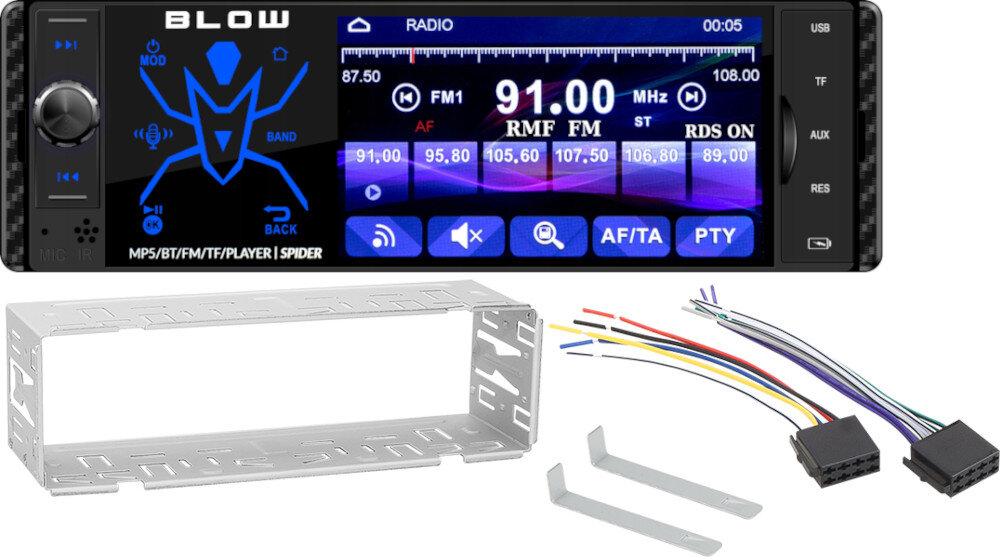 Radio samochodowe BLOW Spider 78-337 opakowanie zestaw zawartość akcesoria