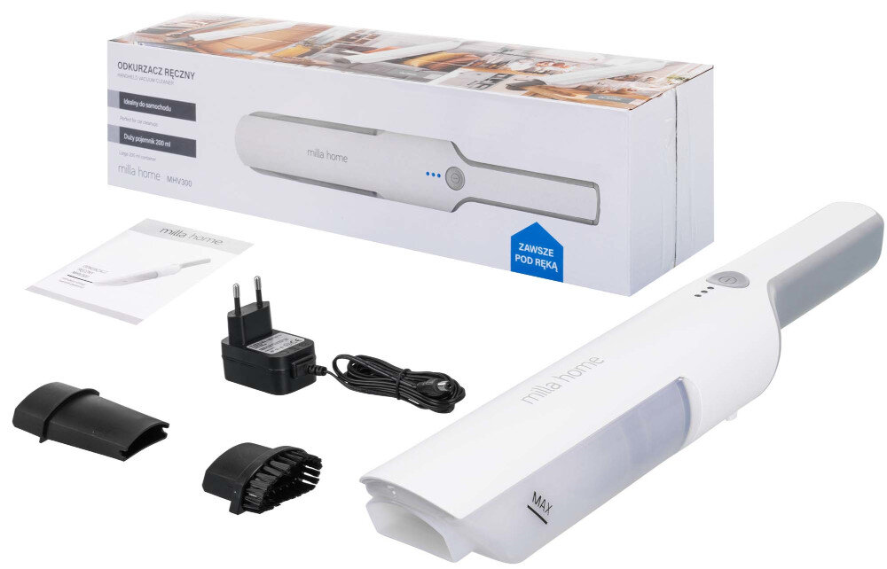 Odkurzacz ręczny MILLA HOME MHV300 zawartosc opakowania