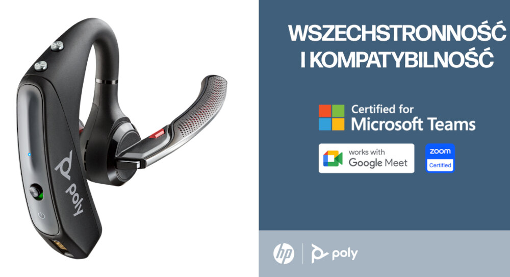 Słuchawka POLY Voyager 5200 HS windows mac google meet zoom 