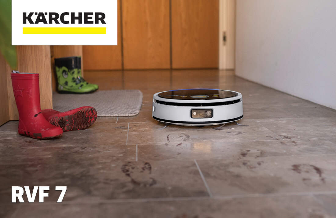 Robot sprzątający KARCHER RVF 7 1.269-680.0 wygląd design tło prezentacja wizualizacja czystość w każdym calu
