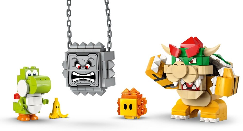 LEGO 72039 Super Mario Mario Kart - Bowser i jego zamek cztery figurki LEGO Super Mario: Bowsera, Yoshiego, Thwompa i Lava Bubble 