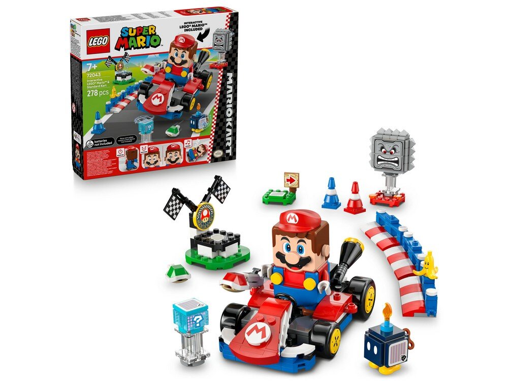 LEGO 72043 Super Mario Mario Kart - Interaktywna figurka LEGO Mario i Standard Kart Zestaw  