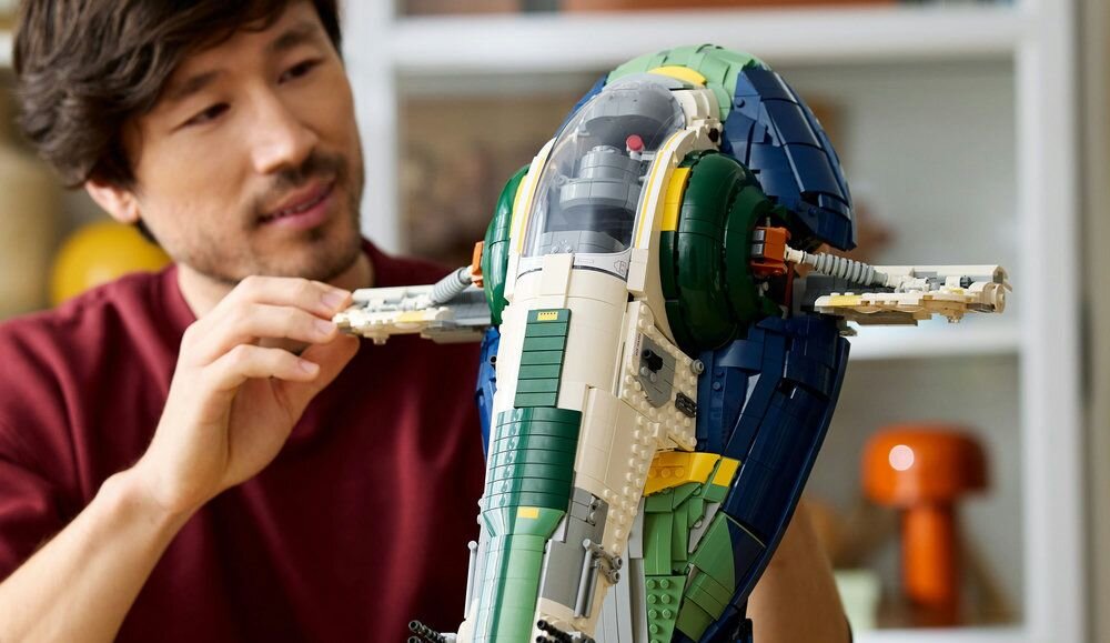 LEGO 75409 Star Wars Patrolowiec typu Firespray Jango Fetta podstawka ekspozycyjna tryb lotu i lądowania
