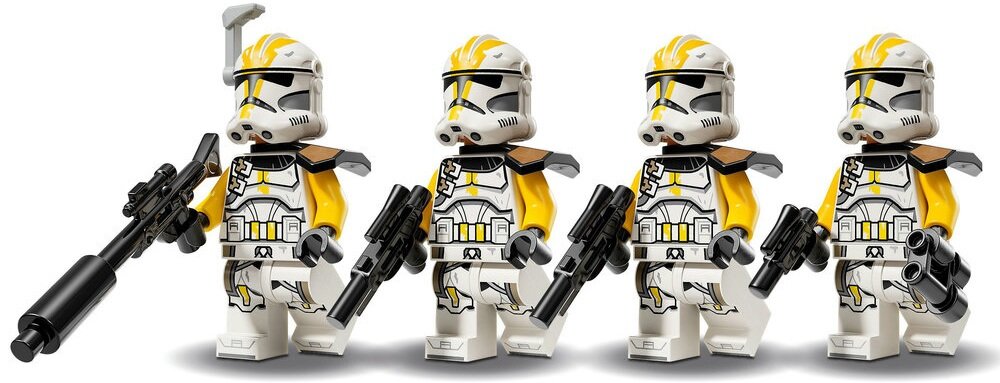 LEGO 75431 Star Wars Zestaw bitewny — żołnierze-klony z 327. korpusu galaktycznego  Czterech żołnierzy-klonów z 327. korpusu trzy figurki LEGO superdroidów bojowych  