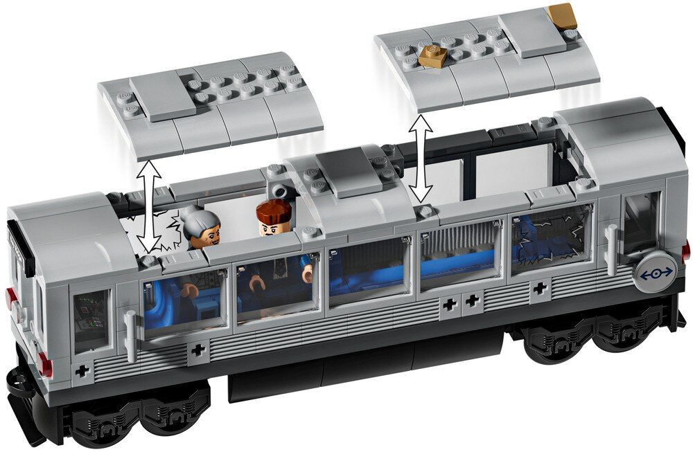 LEGO 76321 Marvel Spider-Man kontra Doc Ock — scena w metrze Minifigurka Doc Ocka cztery ruchome macki Podnoszony dach 