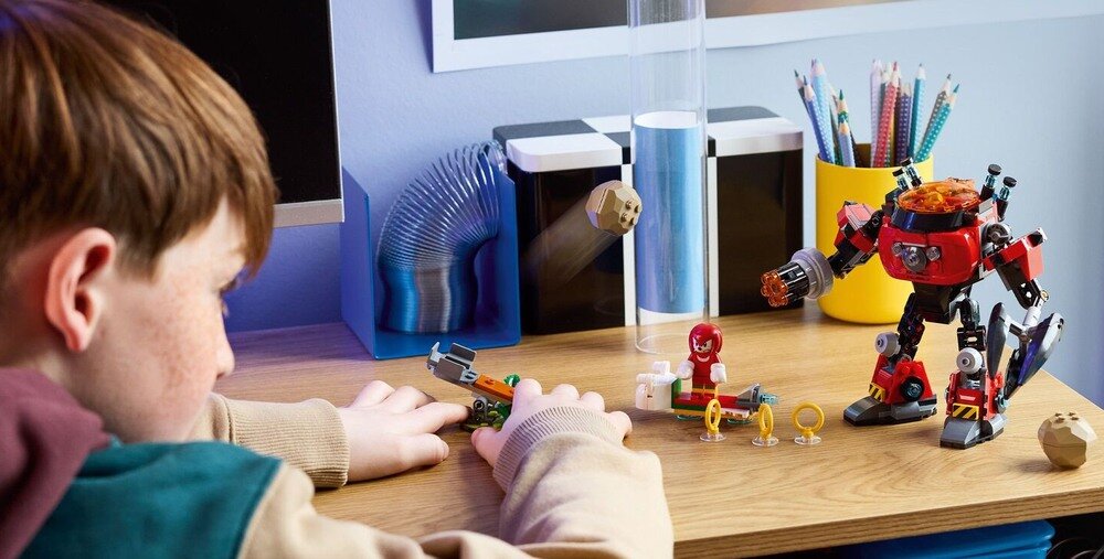 LEGO 77005 Sonic The Hedgehog Knuckles kontra Dr. Eggman w mechu Egg Crusher mech Dr. Eggmana postacie Knucklesa i Dr. Eggmana