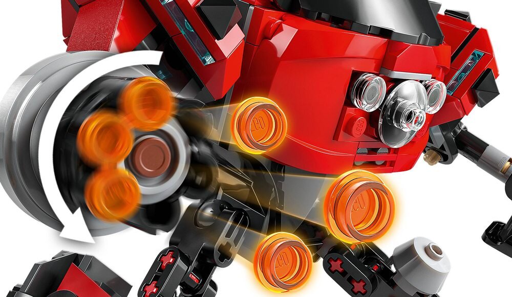 LEGO 77005 Sonic The Hedgehog Knuckles kontra Dr. Eggman w mechu Egg Crusher katapulta z terenem ma 4 cm wysokości, 6 cm szerokości i 7 cm głębokości