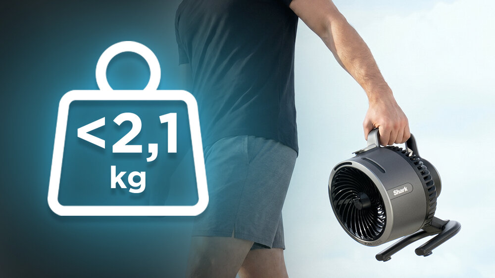 Wentylator SHARK FlexBrezze HydroGo FA050EU zdjęcie lifestyle Wygodny w transporcie wymiary waga Poręczny kształt