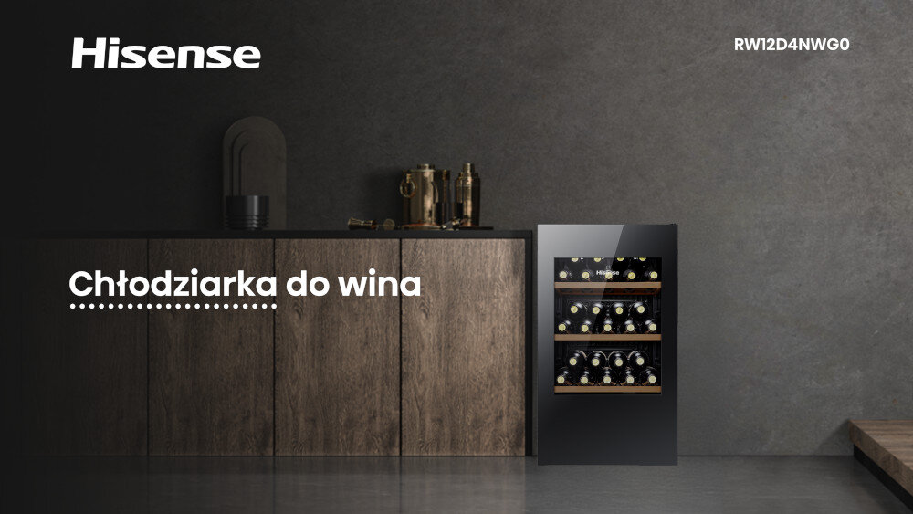 CHŁODZIARKA DO WINA HISENSE RW12D4NWG0 aplikacja ConnectLife zdalne sterowanie węglowy filtr powietrza oczyszczanie optymalna jakość usuwanie zapachów Szyba z filtrem UV ochrona przed warunkami atmosferycznymi szklane drzwi filtr UV Cisza i minimalne wibracje cicha praca mniejsze drgania stabilność butelek dojrzewanie zachowanie Zakres temperatur 5-18°C regulacja ustawienia dojrzewanie wina Dwie niezależne strefy temperatur wina białe wina czerwone warunki smak jakość kolor długie przechowywanie cechy Pojemna chłodziarka do wina klasa styl Elegancka stylowa dwie niezależne strefy 108 butelek wina wymiary duża pojemność