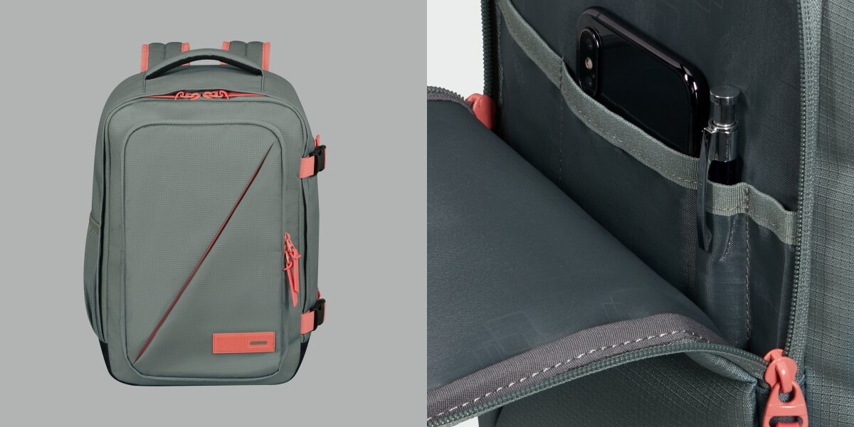 Plecak kabinowy AMERICAN TOURISTER Take2Cabin S Szałwiowo-koralowy (Ryanair)Praktyczna organizacja