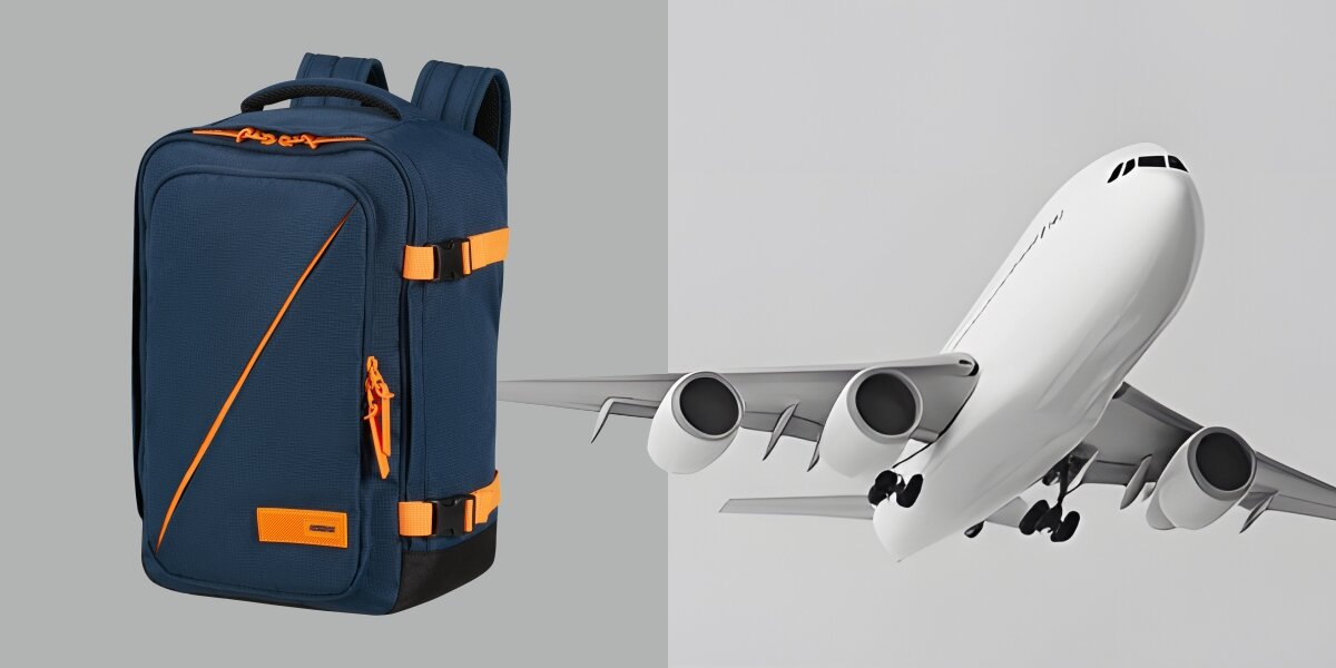 Plecak kabinowy AMERICAN TOURISTER Take2Cabin S Granatowo-pomarańczowy (Ryanair) Optymalne wymiary podręczne