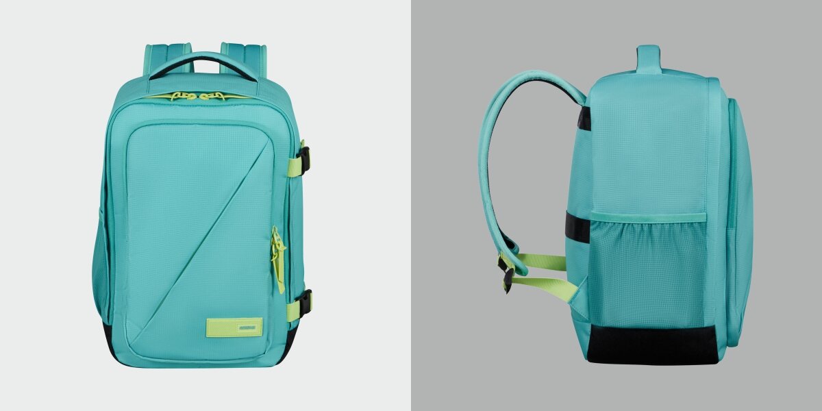 Plecak kabinowy AMERICAN TOURISTER Take2Cabin S Turkusowo-limonkowy (Ryanair) Zaprojektowany pod Ryanair