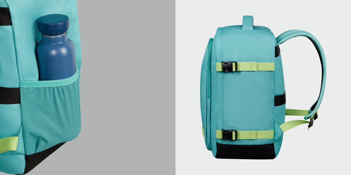 Plecak kabinowy AMERICAN TOURISTER Take2Cabin S Turkusowo-limonkowy (Ryanair) Przemyślane detale użytkowe