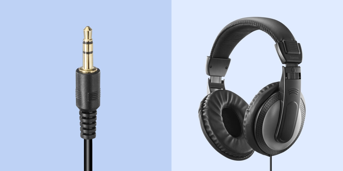 Słuchawki nauszne Hama Shell Czarny Doskonała jakość sygnału - zbliżenie na złącze Jack adapter 6,35 mm pozłacany