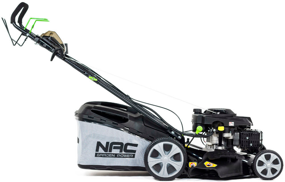 Kosiarka spalinowa NAC LS50-196-HS-ES z napędem obudowa ze stali kompaktowe solidne urządzenie odporność na uderzenia działanie warunków atmosferycznych czarnym kolorze