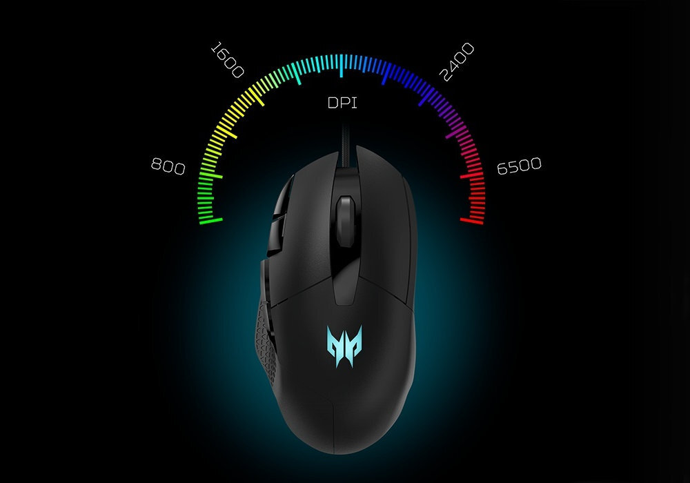 ACER Predator Cestus 315 z myślą o graczach wysokiej klasy czujnikowi Pixart 3325 czterem poziomom regulacji DPI (do 6500) FPS-y strategię eliminując opóźnienia