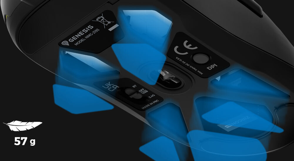 Mysz GENESIS Zircon 660 Pro czarny waga 57 gram wysoka stabilność szybka reakcja lekka konstrukcja przemyślany dobór materiałów