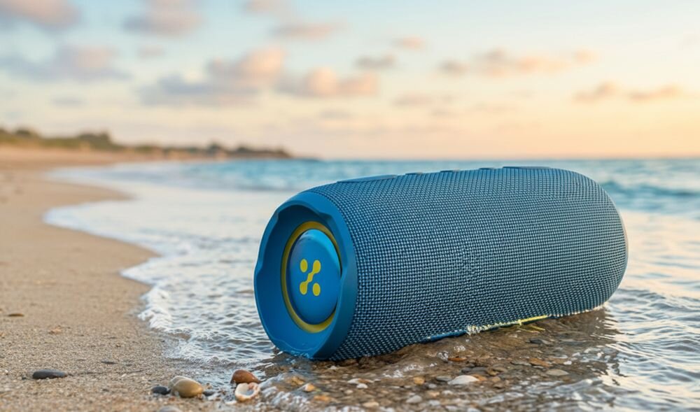 XMUSIC BTS860 - głośnik stojący na plarzy w tafli wody