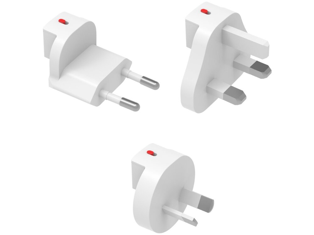 Adapter podróżny 4SMARTS Worldplug adaptery w różnych konfiguracjach na białym tle