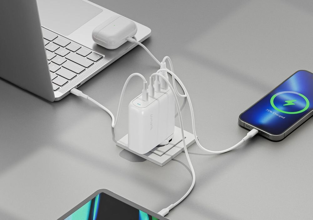 4smarts GaN Flex Pro 100W Travel Edition – biała ładowarka 3x USB-C + 1x USB-A