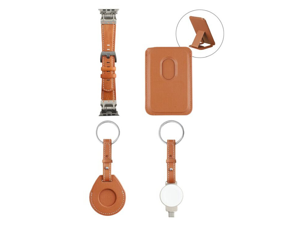 4smarts Style Zubehör Set – 4-częściowy zestaw akcesoriów do Apple, cognac