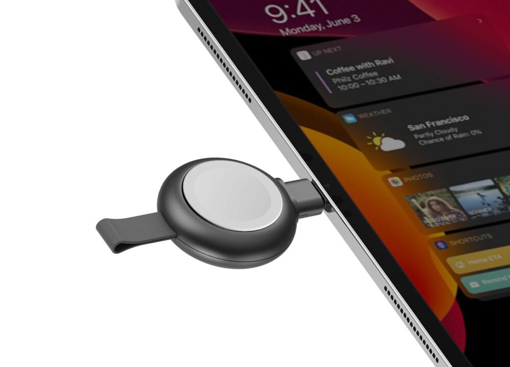 ENERGEA WatchPod 3 mocne magnesy Dołączony kabel przedłużający na biurku, przy laptopie czy w podróży - ładowarka podpięta pod tablet