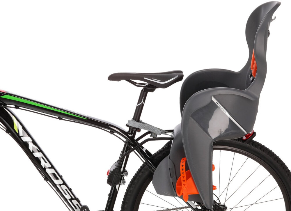 Fotelik rowerowy KROSS Walaroo Szary z wysokiej jakości tworzywa sztucznego łatwe w konserwacji waga 3,1 kg
