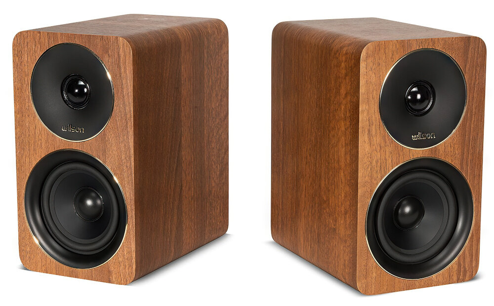 WILSON Scenix 5.0 kompatybilność impedancja montaż wtyki bananowe, głośniki po skosie na białym tle