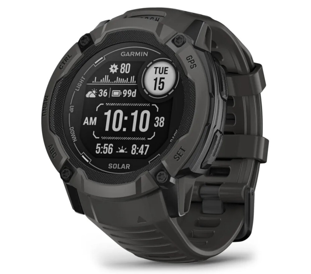 Zegarek sportowy GARMIN <span>Instinct 2X Solar</span> ekran bateria czujniki zdrowie sport pasek ładowanie pojemność rozdzielczość łączność sterowanie krew puls rozmowy smartfon aplikacja 