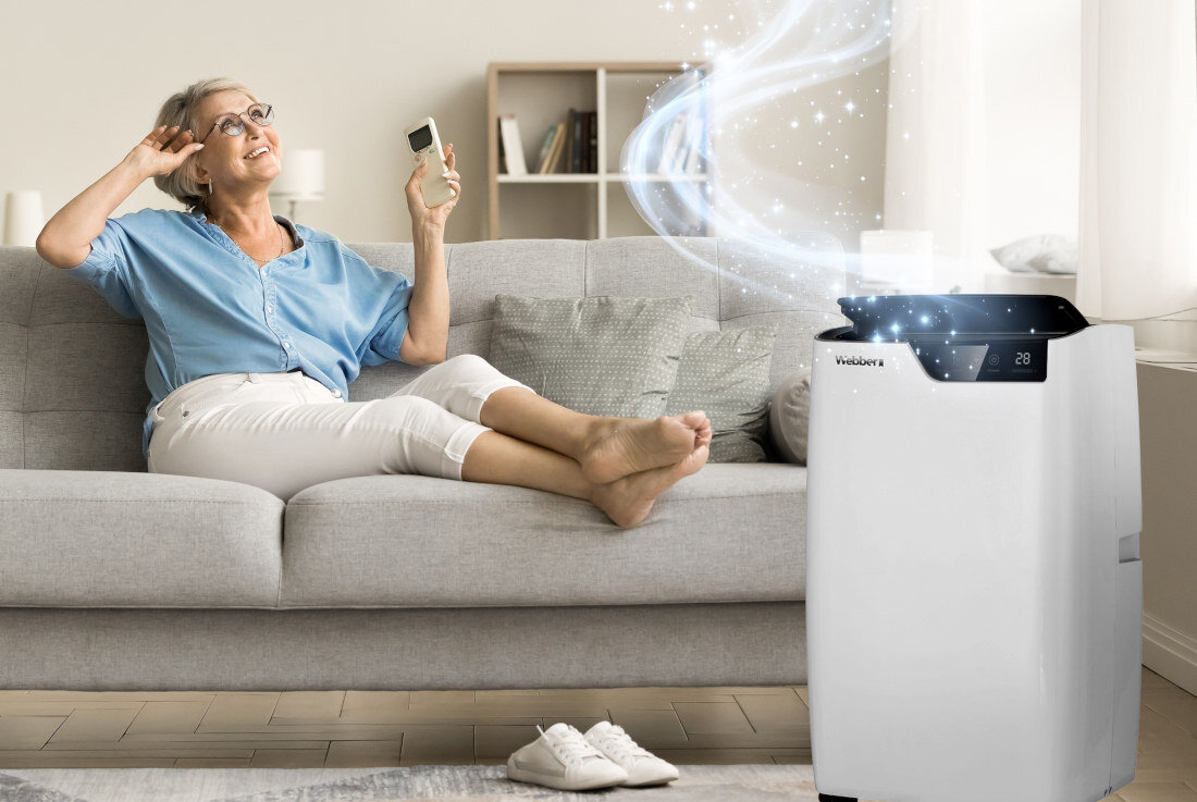 Klimatyzator WEBBER AC-123030W wygląd design prezentacja wizualizacja Komfort przez cały rok