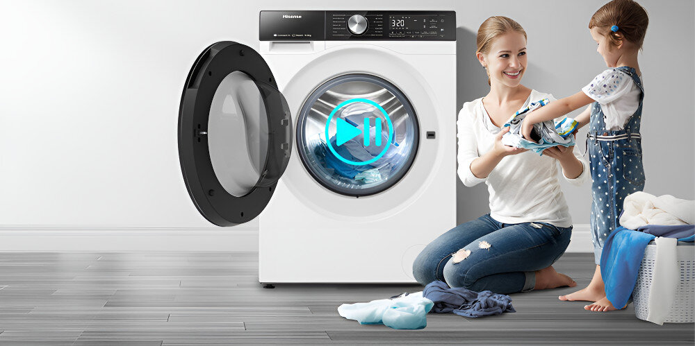 PRALKA HISENSE WF5S1043BW start pauza zatrzymanie dodawanie ubrań