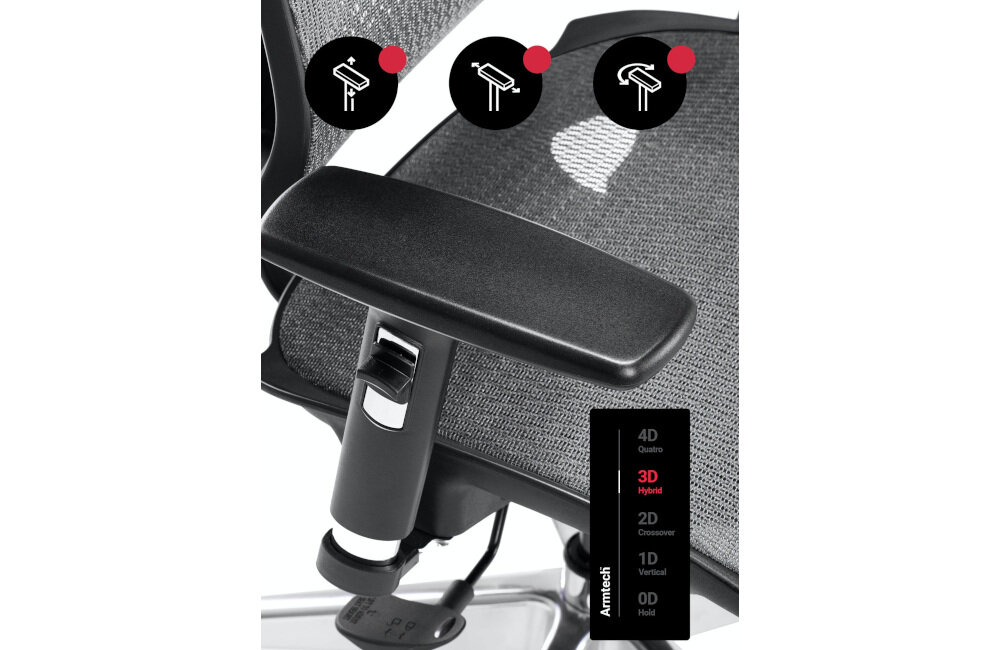 Fotel DIABLO CHAIRS V-Basic Czarno-szary postawa ciała odciążenie barków, nagarstków i przedramion