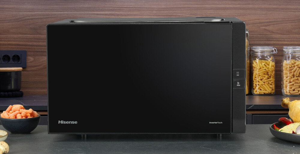 KUCHENKA MIKROFALOWA HISENSE H25MOBS4HGI powłoka ceramiczna trwała odporna łatwe czyszczenie Technologia Inwerterowa Szkło Premium Talerz obrotowy 360°