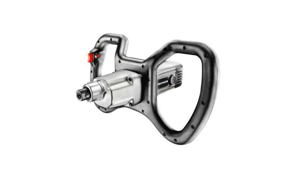 GRAPHITE-58G784 mieszarka dwubiegowa elektryczna mieszanie masa gipsowa zaprawa klejowa farba wytrzymała konstrukcja odprowadzanie ciepła praca ciągła wykończenia plac budowy regulacja obrotowa wrzeciono