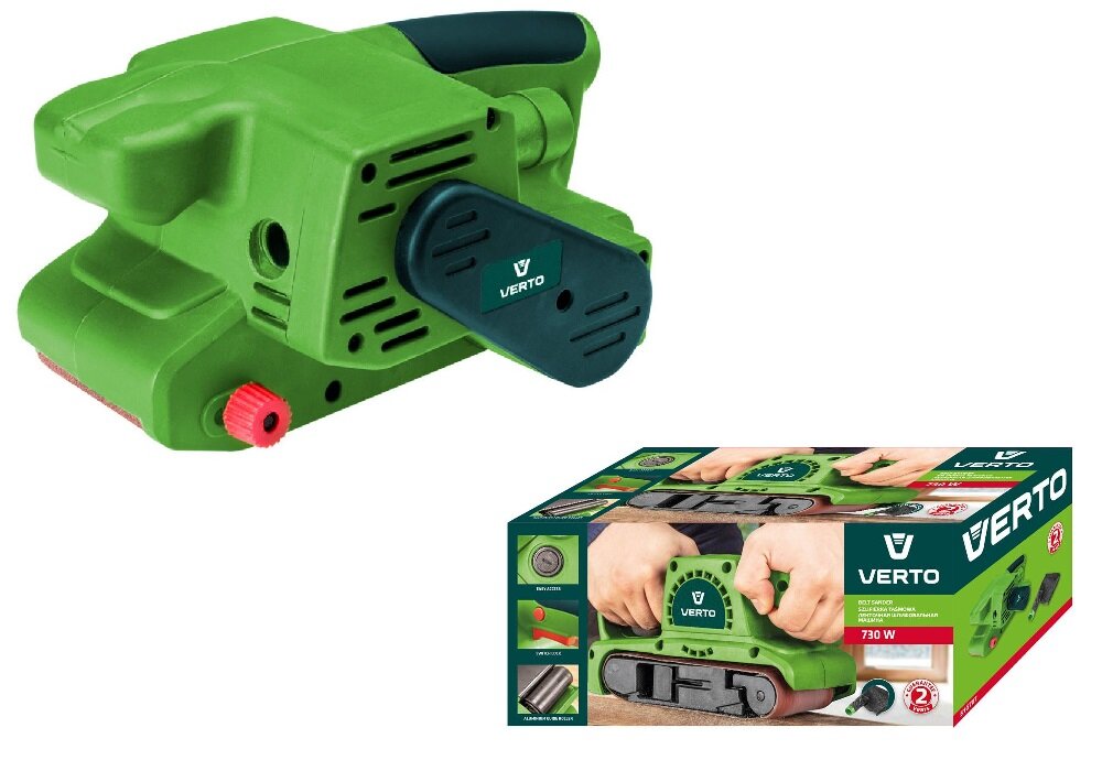 Szlifierka taśmowa VERTO 51G707 do drobnych prac naprawczych w domu wysoka skuteczność znakomita wydajność niezbyt duże gabaryty zgodny z europejskimi standardami bezpieczeństwa certyfikat CE