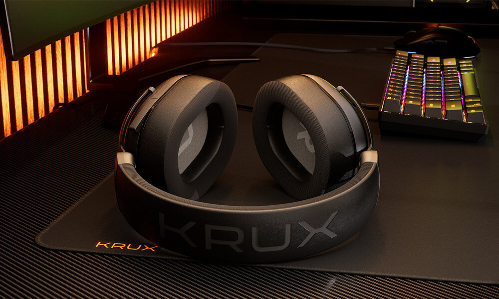 Słuchawki KRUX Crave Pro Wireless - przetworniki mikrofon, filmy, muzyka, podcasty, sluchawki na biurku, rozrywka, wyciszanie, gaming