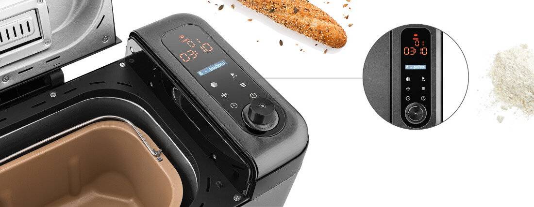 Wypiekacz do chleba ETA Duplica II 314790000 Wygodne sterowanie panel obsługa podajnik na zboża aplikacja monitorowanie proces dwa wyświetlacze