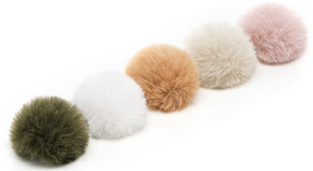 Osłona przeciwwietrzna DJI Mic 3 Kolorowy (5 szt.) prezentacja osłon ustawionych w rzędzie pod kątem na białym tle miękkie sztuczne etui redukcja szumów czysty i wyraźny dźwięk