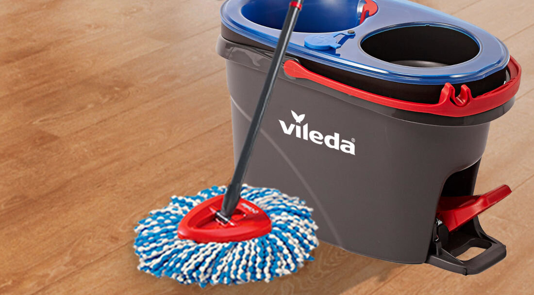 Mop obrotowy VILEDA H2prO wygląd design prezentacja wizualizacja komfort w codziennym sprzątaniu Czyste podłogi bez wysiłku