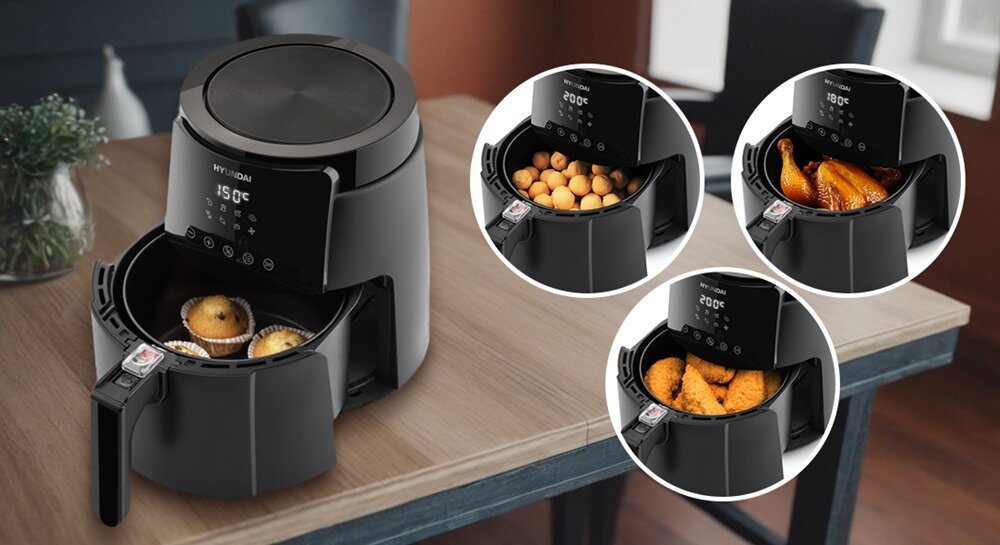 Air Fryer Frytkownica beztłuszczowa HYUNDAI AF 470 4.7l Czarny 8 automatycznych programów, suszenie żywności, szybkie przygotowanie posiłku