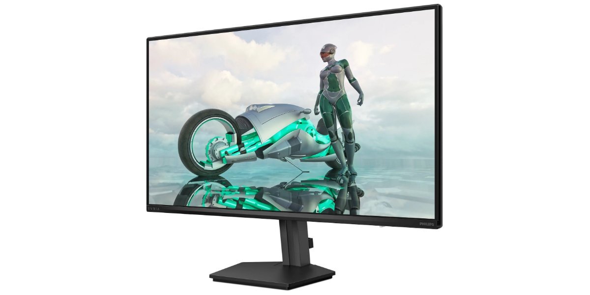 Monitor PHILIPS 27M2N3200NF na białym tle - zdjęcie wykonane z boku.
