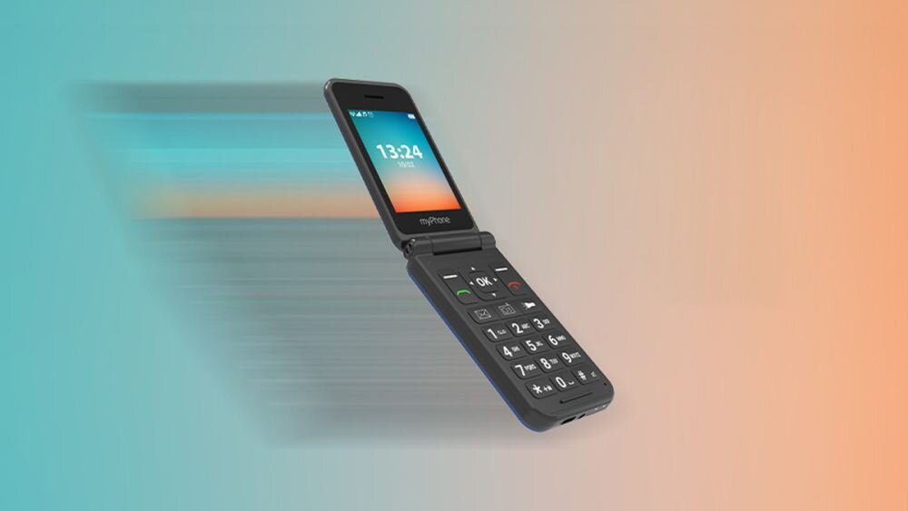 Telefon MPTECH myPhone Flip LTE bateria zasilanie łączność ładowanie baza wyświetlacz klawiatura czuwanie dzwonienie dzwonki przewód słuchawka numery funkcje opis cechy