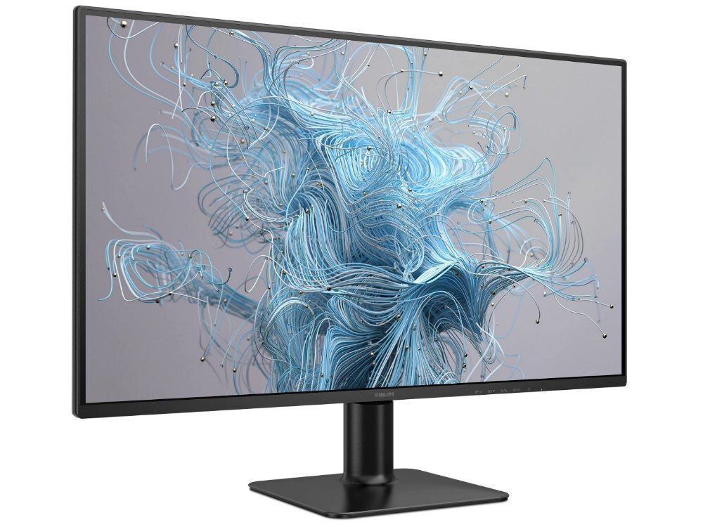 Monitor PHILIPS 27E2N2500 na białym tle - zdjęcie z boku.