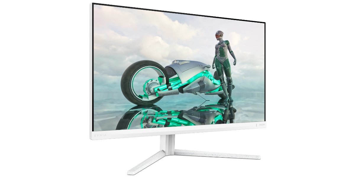 Monitor PHILIPS 27M2N3501PA na białym tle - zdjęcie z boku.